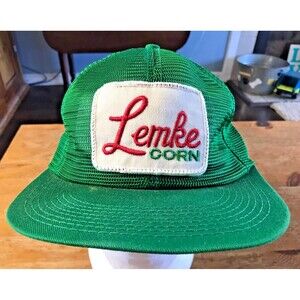 Lemke Corn Mesh Snapback Green Farmer Cap Front Patch K-Brand Made In USA